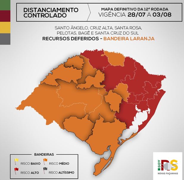 Mapa definitivo da 12ª rodada do Distanciamento Controlado