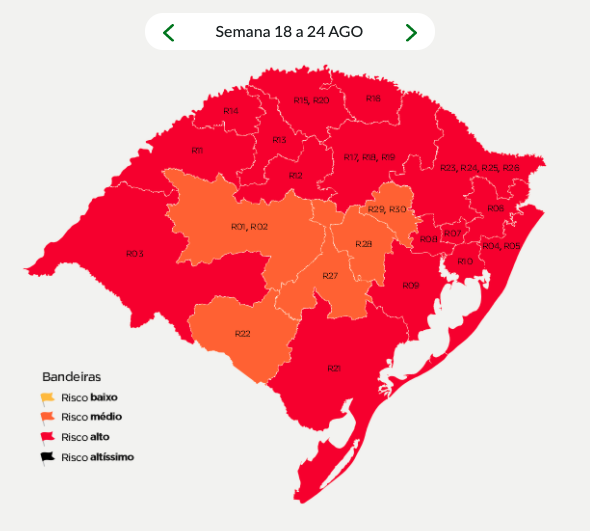 Mapa preliminar do Distanciamento Controlado - 15ª rodada