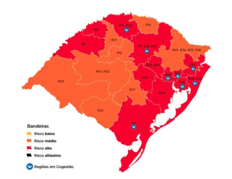 Oito regiões  tiveram os planos regionais de cogestão aprovados pelo governo do estado e podem adotar medidas mais flexíveis. A região de Lajeado apresentou plano regional e aguarda a avaliação do governo.