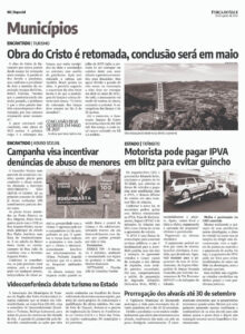 Edição impressa do Jornal Força do Vale, veiculada na sexta-feira, 28 de agosto de 2020.