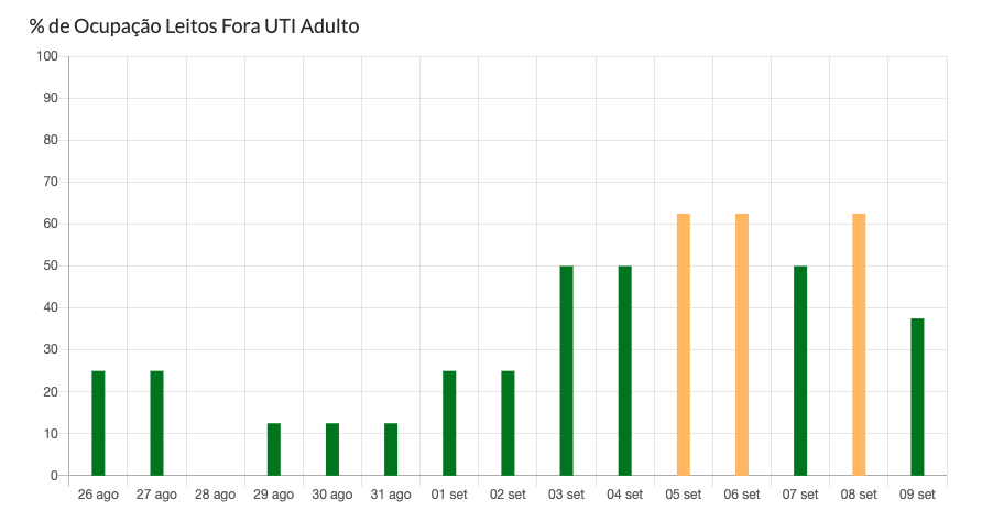 % de Ocupação Leitos Fora UTI Adulto