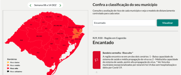 Uma bandeira laranja e 20 vermelhas no mapa preliminar da 31ª rodada do Distanciamento Controlado