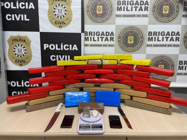 24 kg de maconha, 2 kg de cocaína e 1 kg de crack: traficante é preso em Estrela