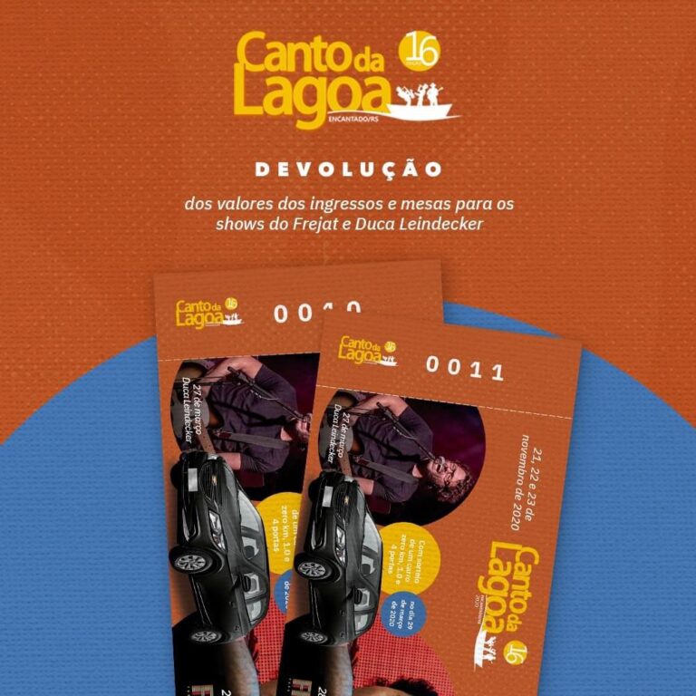 Canto da Lagoa: Saiba como pedir devolução dos valores dos ingressos para os shows de Frejat e Leindecker