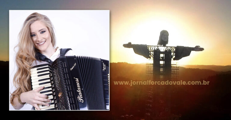 Encantado recebe a sanfoneira Bia Socek. Ela grava clipe no Cristo Protetor