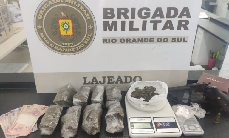 Jovem de 19 anos é preso por porte ilegal de arma e tráfico de drogas em Lajeado