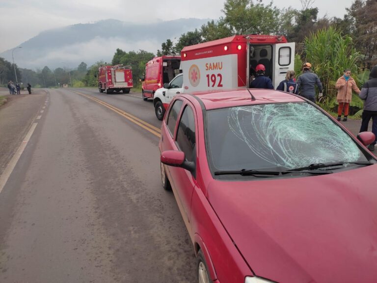 Ciclista fica ferido após acidente com carro em Encantado
