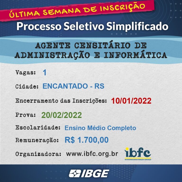 Últimos dias de inscrição para o novo processo seletivo com vaga no município de Encantado