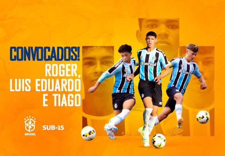 Grêmio tem três atletas convocados para a Seleção Brasileira Sub-15