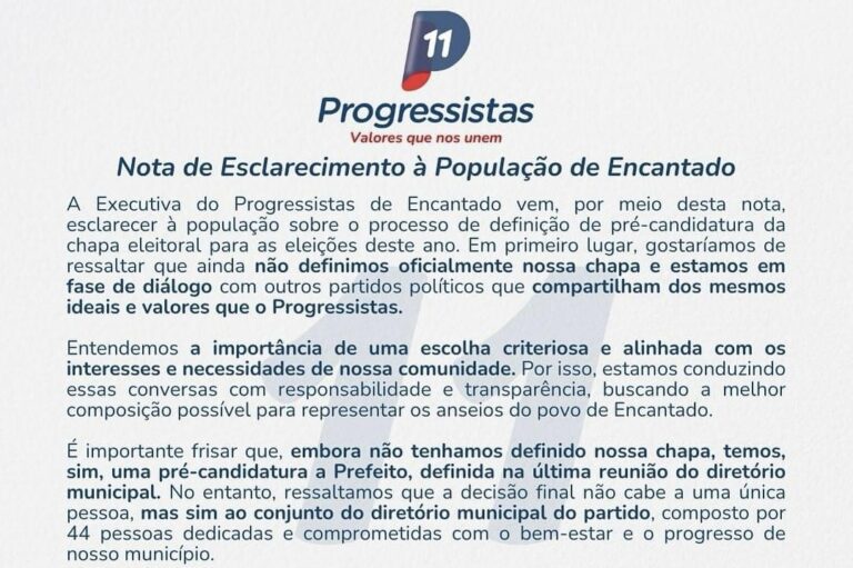 PP de Encantado emite nota sobre definição da chapa eleitoral