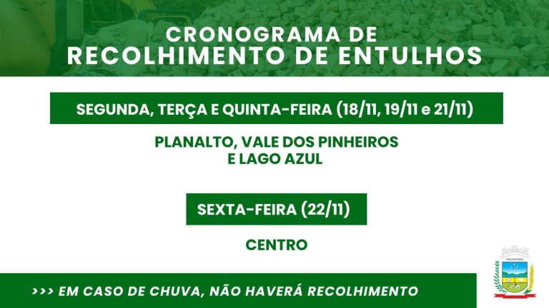 Confira o novo cronograma para coleta de entulhos em Encantado