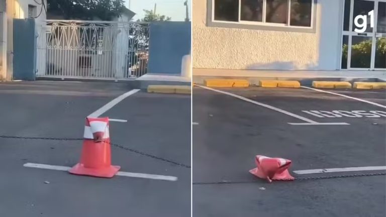 Onda de calor derrete cones de trânsito em Santa Maria