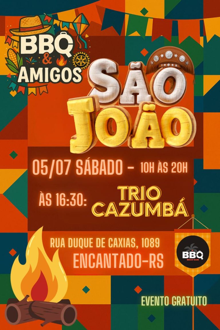 Festa São João do BBQ e Amigos promete música, tradição e solidariedade em Encantado