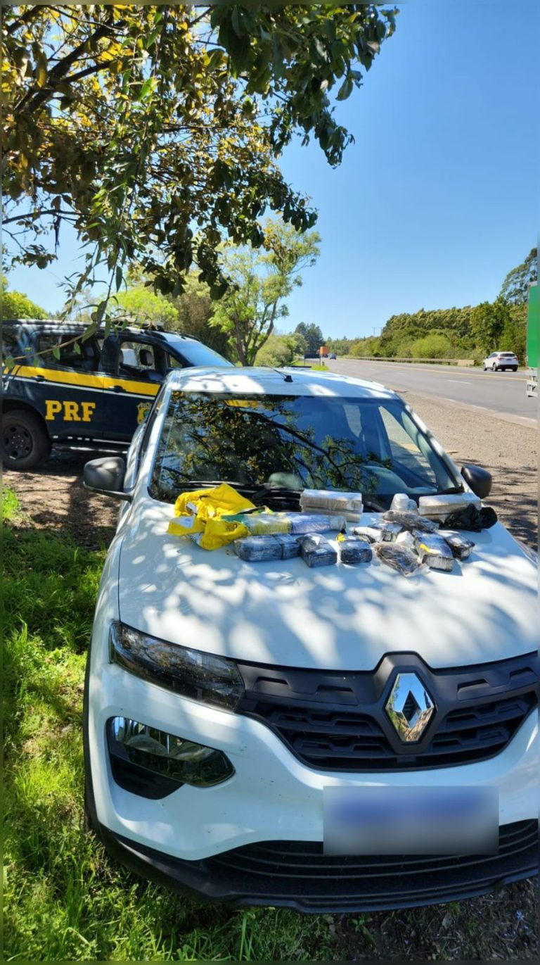 PRF apreende 5,4 kg de maconha que seriam entregues em Encantado