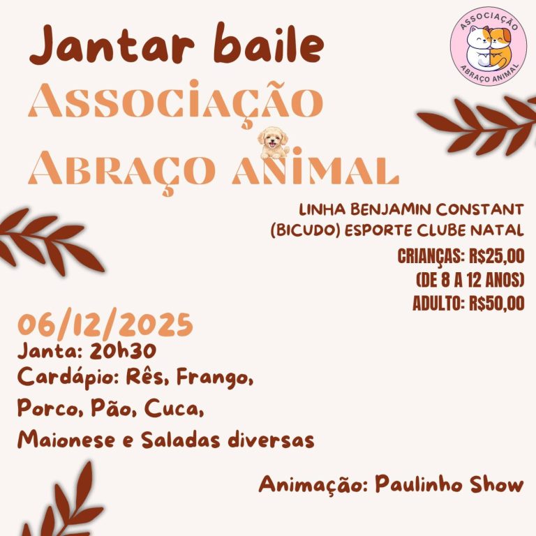 Causa animal será celebrada com jantar beneficente da Associação Abraço Animal