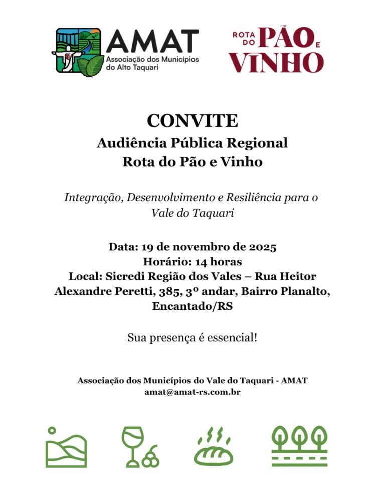 AMAT promove Audiência Pública Regional em defesa da Rota do Pão e Vinho