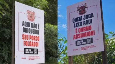 Placas instaladas em Palmital com frases contra descarte de lixo