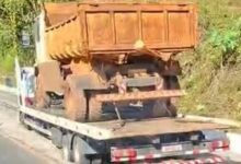 Motorista usa rampa de escape após falha nos freios na ERS-129