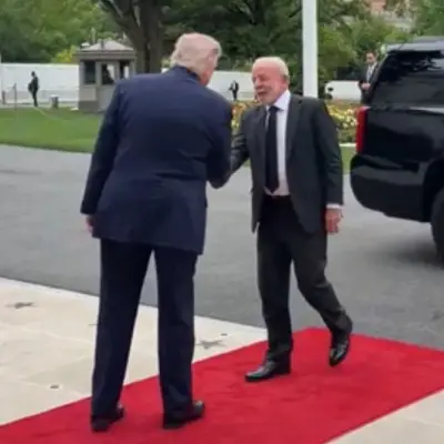 Lula é recebido com tapete vermelho por Trump na Casa Branca