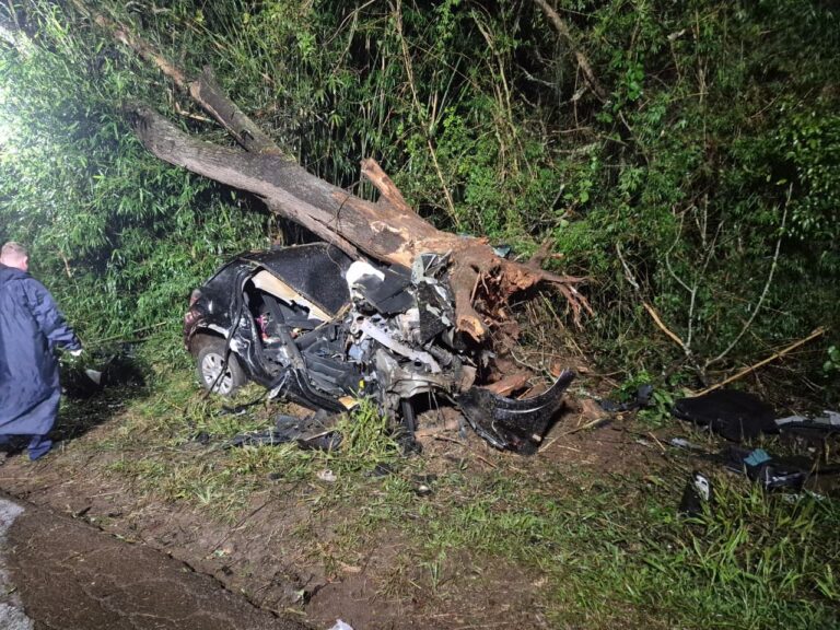 Vectra sai da pista e bate em árvore na ERS-130; motorista de 19 anos e passageira morrem