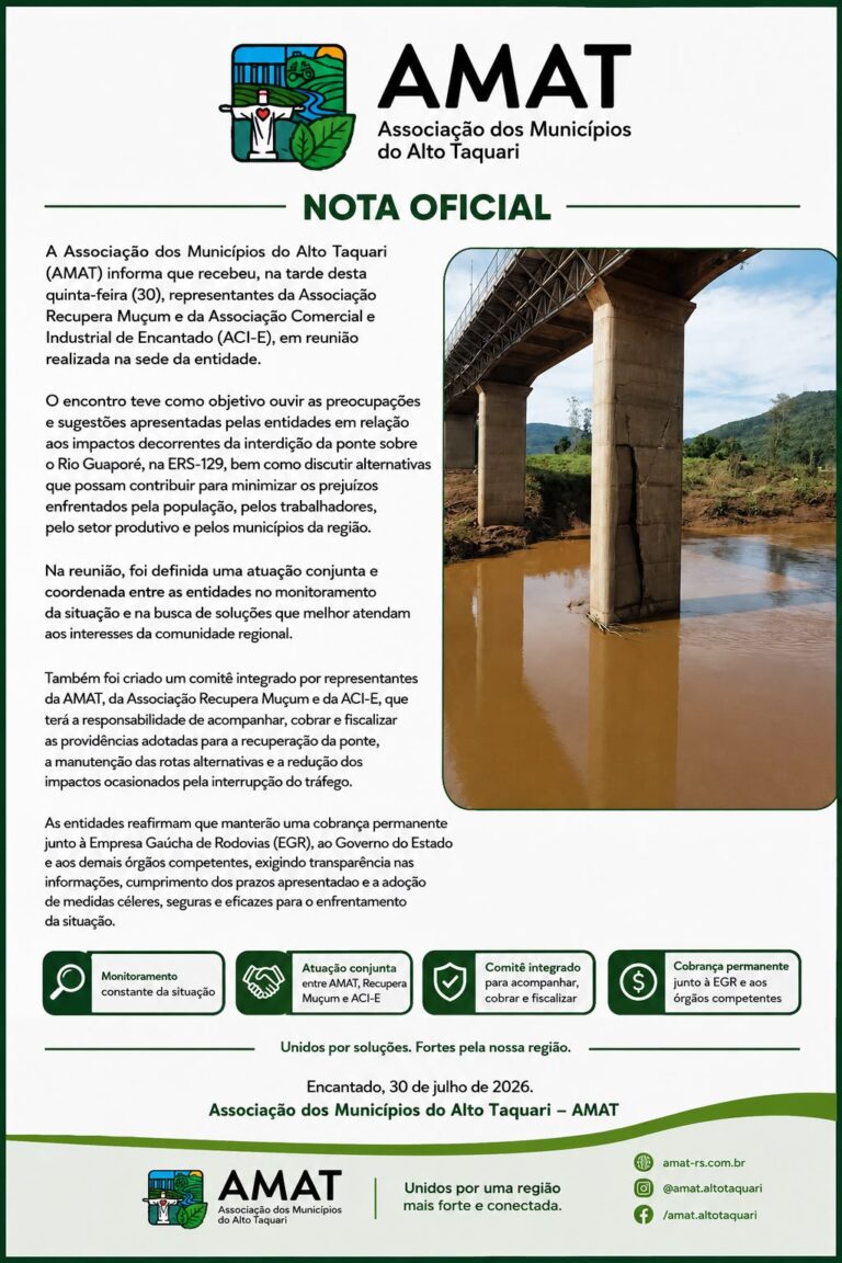 Entidades criam comitê para acompanhar recuperação da ponte da ERS-129