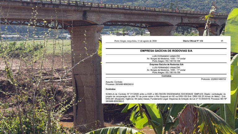 Assinado o contrato para recuperação do pilar da ponte sobre o Rio Guaporé, entre Muçum e Encantado