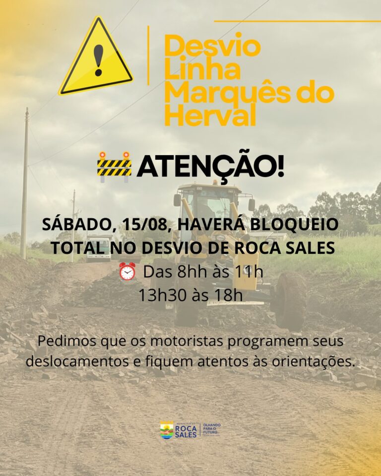 Desvio de Roca Sales terá novos bloqueios neste sábado