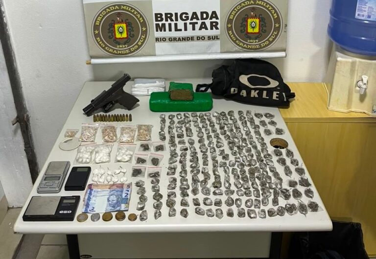 Homem é preso com pistola 9 mm e drogas em Encantado