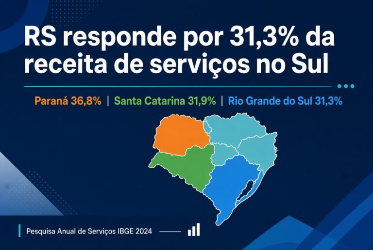 RS concentra 31,3% da receita do setor de serviços no Sul