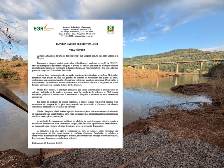 EGR recebe projeto de reconstrução da ponte entre Encantado e Muçum e vai iniciar a contratação da obra