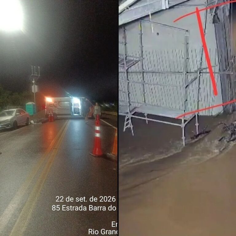 Ponte entre Encantado e Muçum é bloqueada devido à elevação do Rio Guaporé