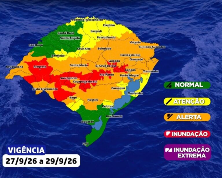 Vale volta ao alerta com risco de nova elevação do Rio Taquari