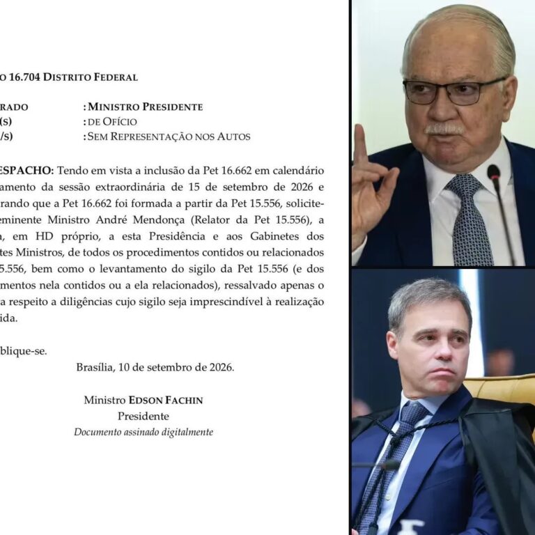 Fachin solicita a Mendonça o levantamento do sigilo no caso do Banco Master