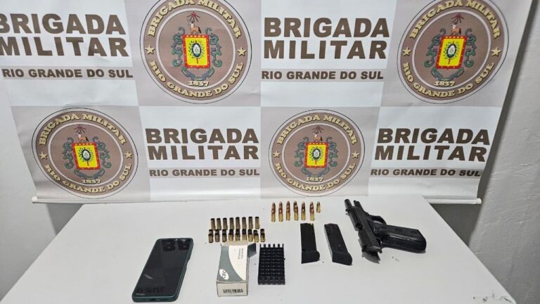Homem é preso após disparos e apreensão de pistola 9 mm em Arvorezinha